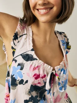 Crème gebloemd - 100% Cotton Vest Short Set Pyjamas*Next Online