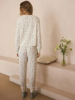 Crème gebloemd - Gezellige pyjama met wafeldessin en lange mouwen*Next Outlet