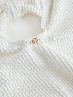 Crème Kreukeltextuur - Bow Back Tummy Control Scoop Swimsuit*Next New