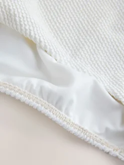 Crème Kreukeltextuur - Bow Back Tummy Control Scoop Swimsuit*Next New