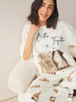 Crème met cavia - Tricot pyjama met korte mouwen*Next Sale