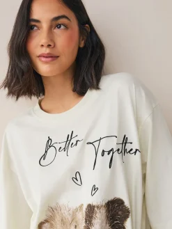 Crème met cavia - Tricot pyjama met korte mouwen*Next Sale