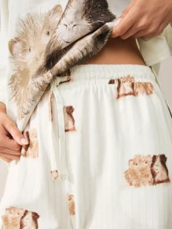 Crème met cavia - Tricot pyjama met korte mouwen*Next Sale