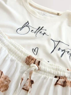 Crème met cavia - Tricot pyjama met korte mouwen*Next Sale