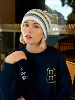 Crèmekleurig/roze/groen - Gebreide beanie-muts*Next Clearance