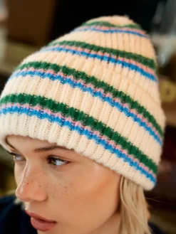 Crèmekleurig/roze/groen - Gebreide beanie-muts*Next Clearance