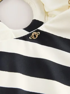 Crèmekleurig/zwart-gestreept - Hardware Tummy Control Bandeau Swimsuit*Next Sale