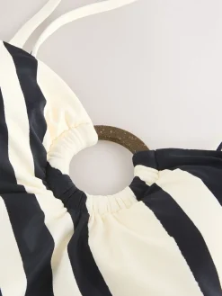 Crèmekleurig/zwart-gestreept - Hardware Tummy Control Bandeau Swimsuit*Next Sale