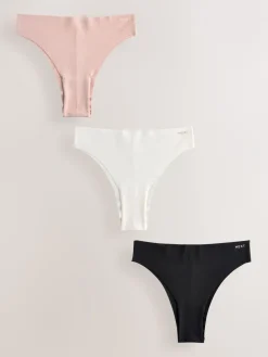 Crème/roze/zwart - Set van 3 slips van katoenmix zonder VPL*Next Best