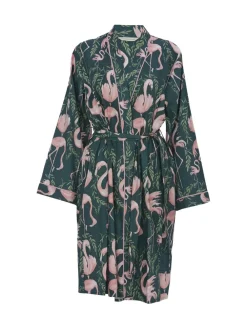 - Korte smaragdgroene badjas met flamingoprint*Cyberjammies Clearance
