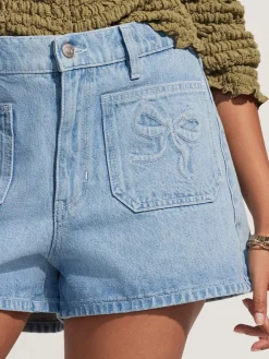 Denim met lichte wassing - Patch Pocket Bow Shorts*Next Discount