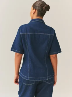 Denim met wassing - Fuller Bust Short Sleeve Fitted Top*Next New