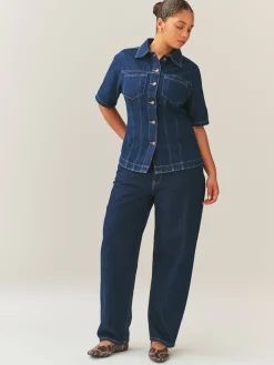 Denim met wassing - Fuller Bust Short Sleeve Fitted Top*Next New