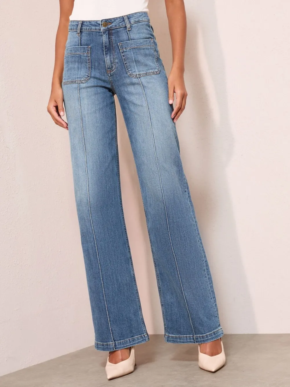 Denim vintage - X Lucy Mecklenburgh alledaagse jeans met wijde pijpen*Friends Like These New