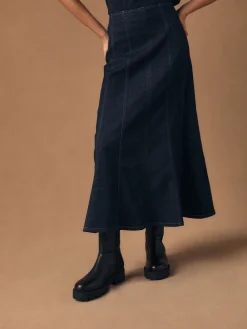 Denim-wassing - Full Seamed Midi Skirt*Next Sale