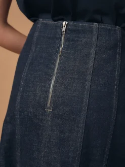 Denim-wassing - Full Seamed Midi Skirt*Next Sale