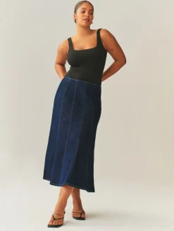 Denim-wassing - Hourglass Full Seamed Midi Skirt*Next Sale