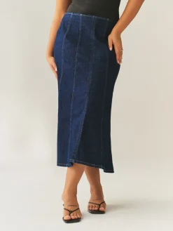Denim-wassing - Hourglass Full Seamed Midi Skirt*Next Sale