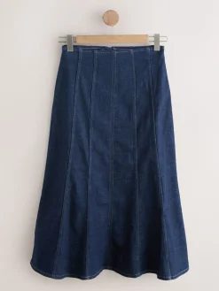 Denim-wassing - Hourglass Full Seamed Midi Skirt*Next Sale