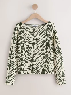 - Shirred Long Sleeve Slash Neck Top*Next Clearance