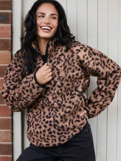 Dierenprint - Borg jack met korte rits*South Beach Outlet