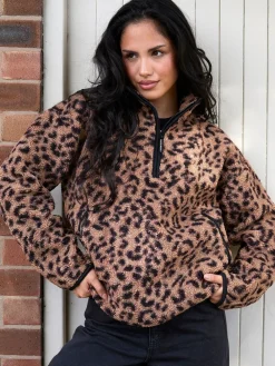 Dierenprint - Borg jack met korte rits*South Beach Outlet