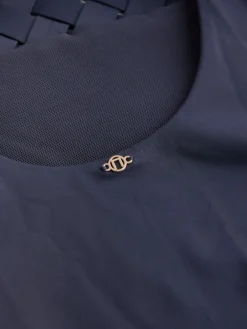 Donkerblauw - Badpak met hoge hals en traliewerk voor buikcorrectie*Next Online