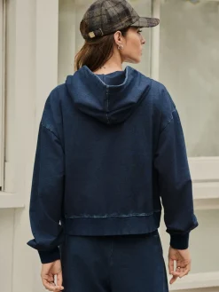 Donkerblauw - Denim Jersey Zip Through Hoodie*Next Sale