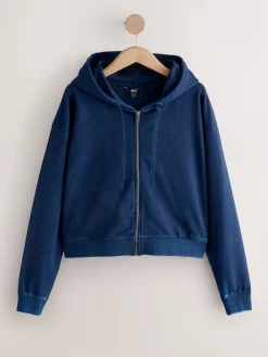 Donkerblauw - Denim Jersey Zip Through Hoodie*Next Sale