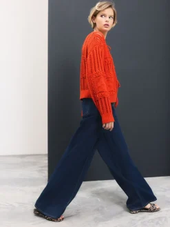 - Denim joggingbroek met plooitjes en wijde pijpen*Next Online