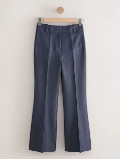 Donkerblauw - Denim Military Slim Flare Trousers*Next Online