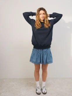 Donkerblauw - Essentials sweatshirt met relaxte pasvorm, lange snit en zakken*Next Online