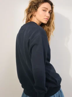 Donkerblauw - Essentials sweatshirt met relaxte pasvorm, lange snit en zakken*Next Online