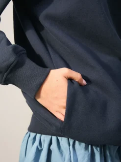 Donkerblauw - Essentials sweatshirt met relaxte pasvorm, lange snit en zakken*Next Online