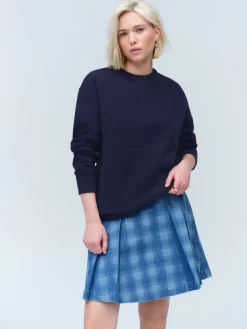 Donkerblauw - Essentials sweatshirt met relaxte pasvorm, lange snit en zakken*Next Online