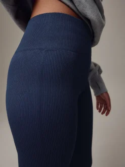 Donkerblauw - Geribbelde naadloze legging met hoge taille*Next Online
