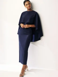 Donkerblauw - Lange jurk met cape*Next