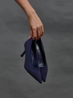 Donkerblauw - Kat Stilettohakken met gesloten hiel*Linzi Sale