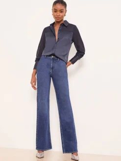 - Long Sleeve Satin Chiffon Mix Shirt*Lipsy Online