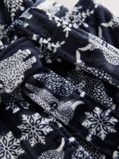 Donkerblauw - Matching Family Christmas Fairisle pattern Hamish The Highland Cow Dressing Gown*Next Discount