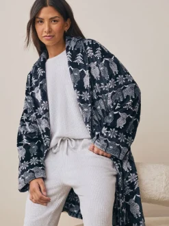 Donkerblauw - Matching Family Christmas Fairisle pattern Hamish The Highland Cow Dressing Gown*Next Discount