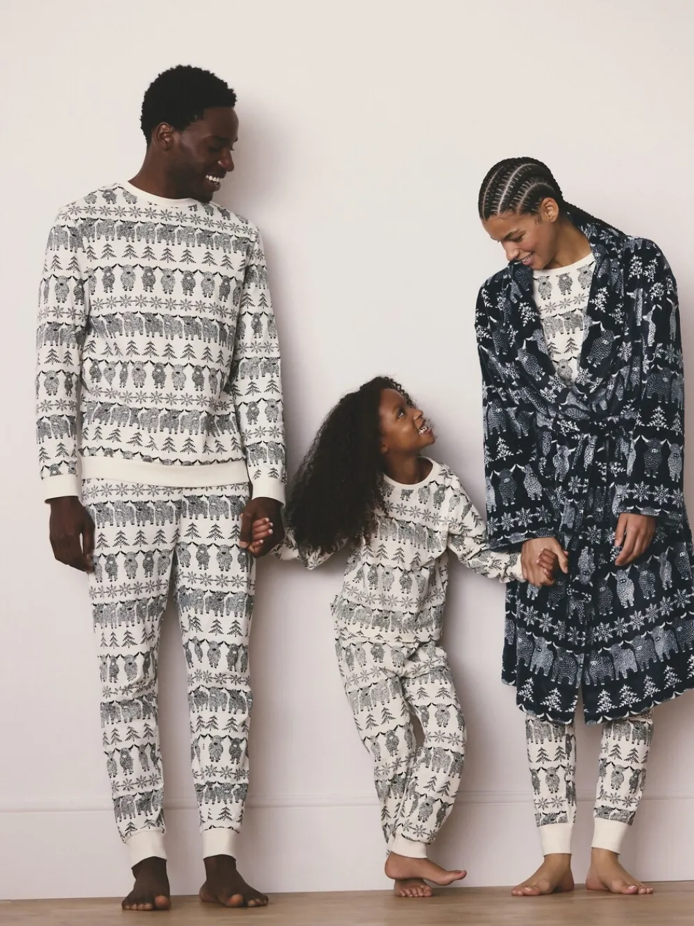 Donkerblauw - Matching Family Christmas Fairisle pattern Hamish The Highland Cow Dressing Gown*Next Discount