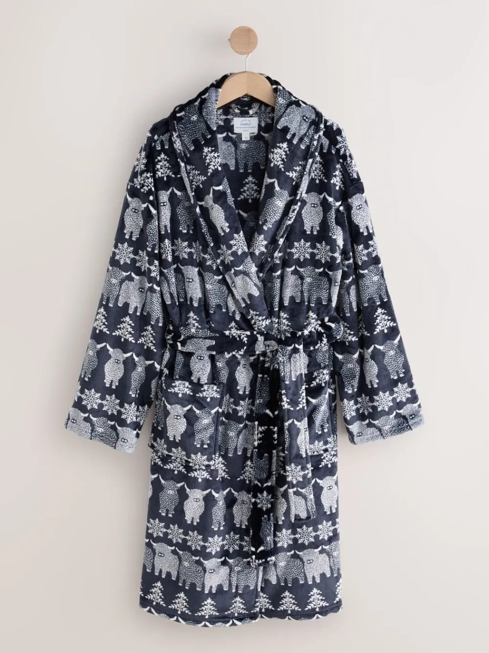 Donkerblauw - Matching Family Christmas Fairisle pattern Hamish The Highland Cow Dressing Gown*Next Discount