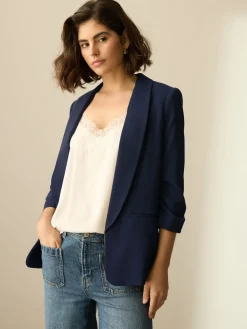 Donkerblauw - Ruimvallend blazer met gerimpelde mouwen*Next Hot