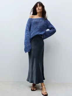 Donkerblauw - Satijnen midirok*Next Sale