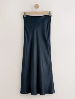 Donkerblauw - Satijnen midirok*Next Sale