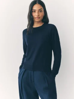 Donkerblauw - Soft Touch Ronde hals Katoen Rijke Trui*Next Clearance