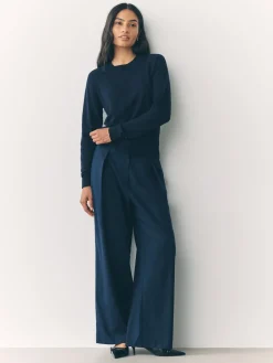 Donkerblauw - Soft Touch Ronde hals Katoen Rijke Trui*Next Clearance