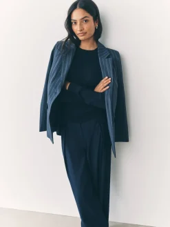 Donkerblauw - Soft Touch Ronde hals Katoen Rijke Trui*Next Clearance