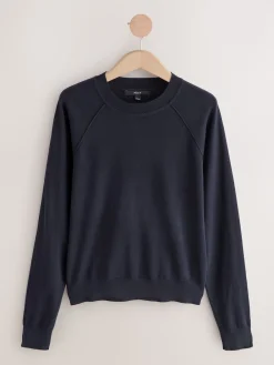 Donkerblauw - Soft Touch Ronde hals Katoen Rijke Trui*Next Clearance